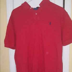 Red polo collared shirt